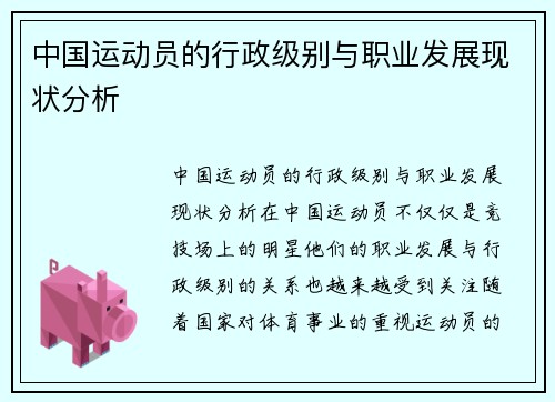中国运动员的行政级别与职业发展现状分析